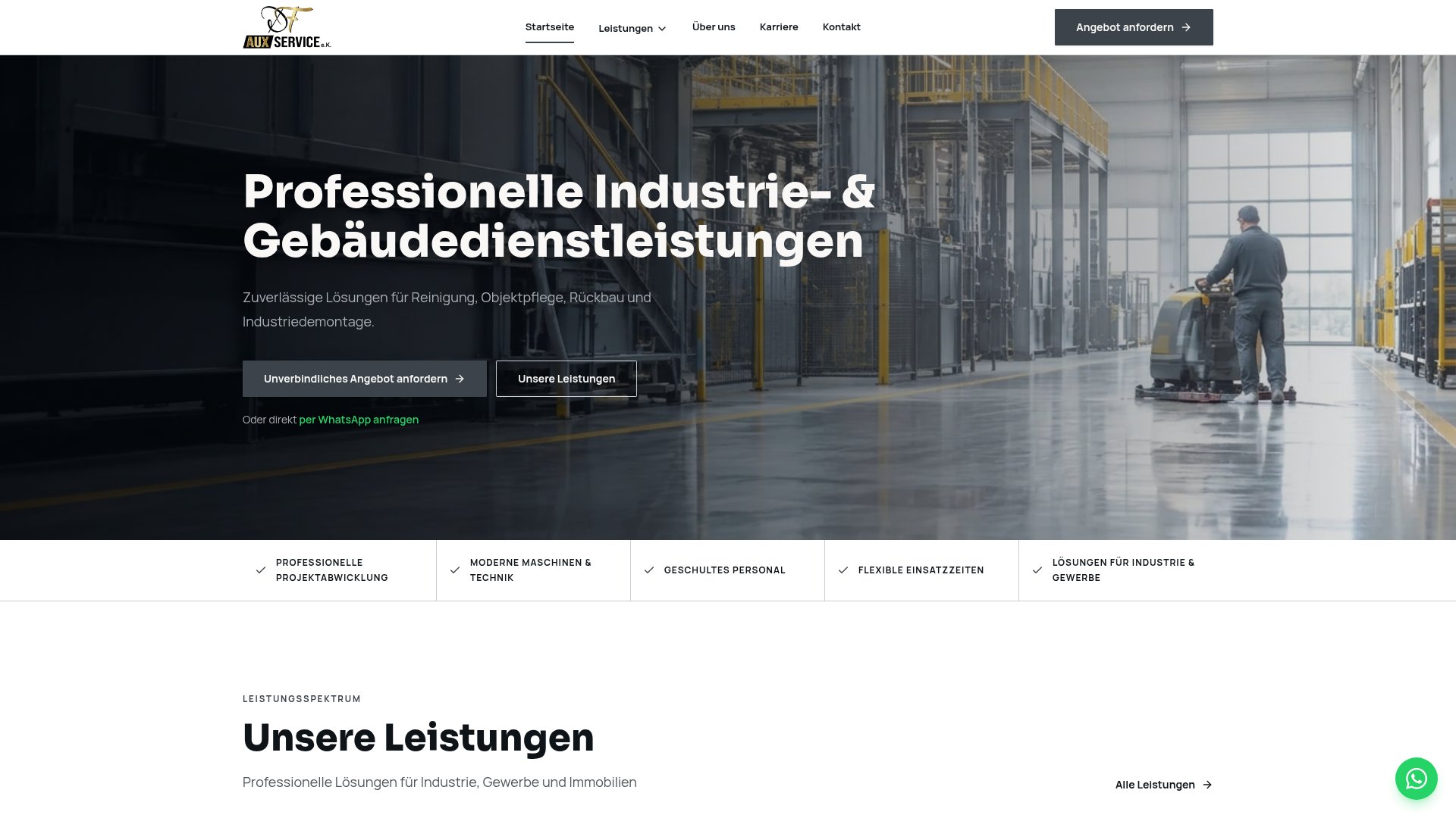 AUX Service – Website Referenz von H&C Digital